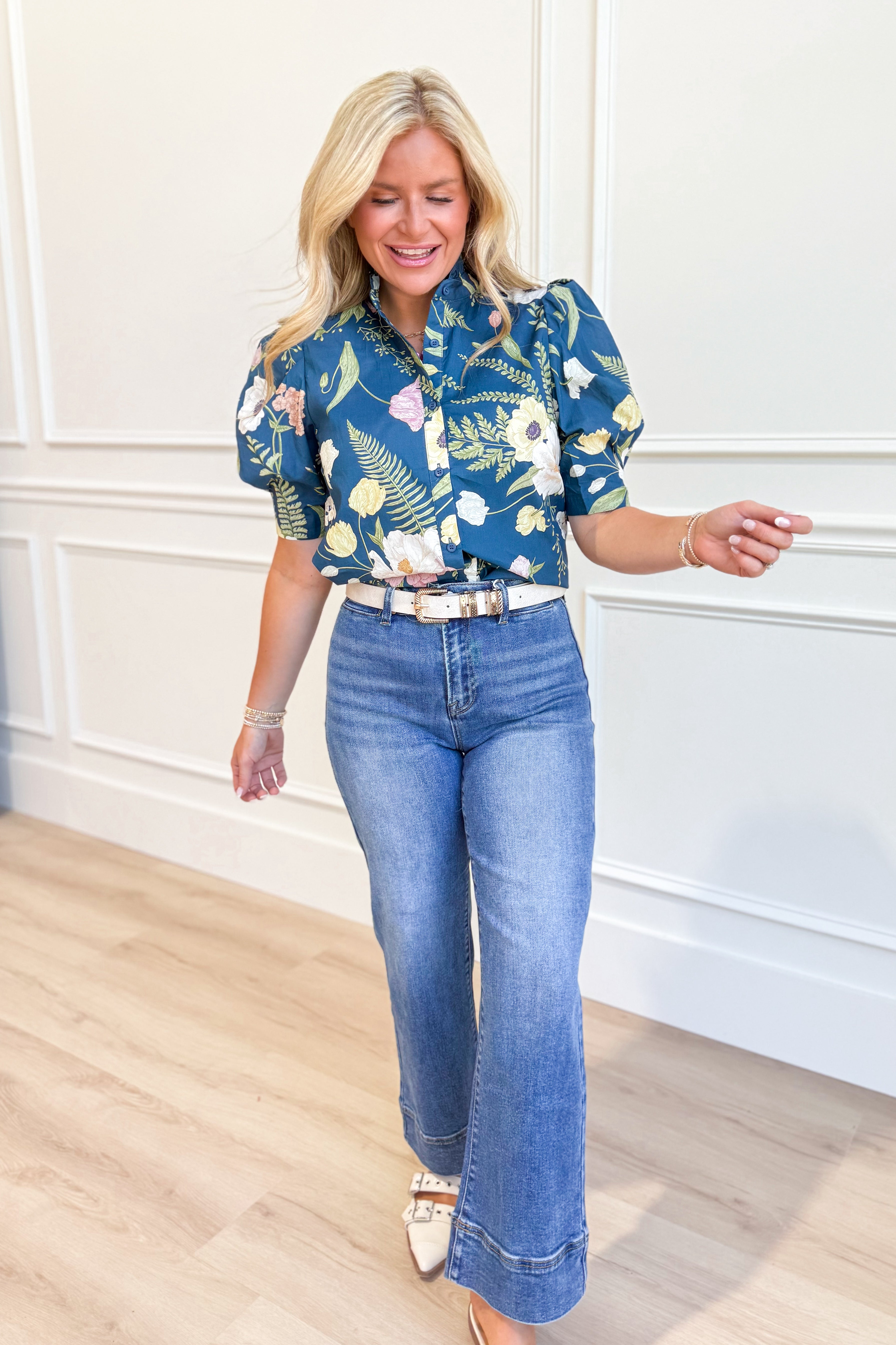 Sandra Floral Puff Sleeve Top - Be You Boutique