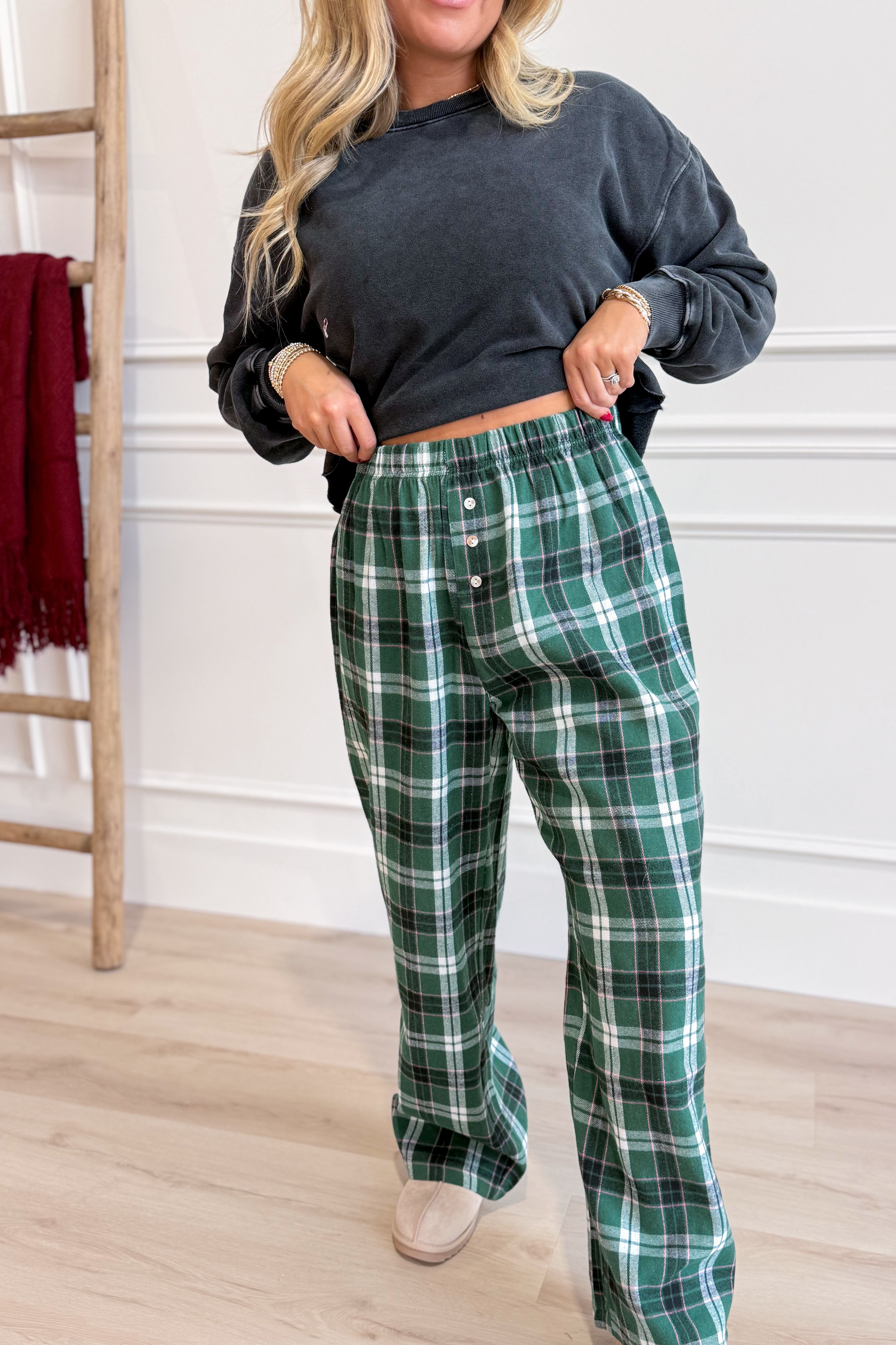 Chris Plaid Elastic Waist Pant - Be You Boutique