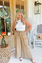 Mateo Mineral Washed Wide Leg Cargo Pants - Be You Boutique