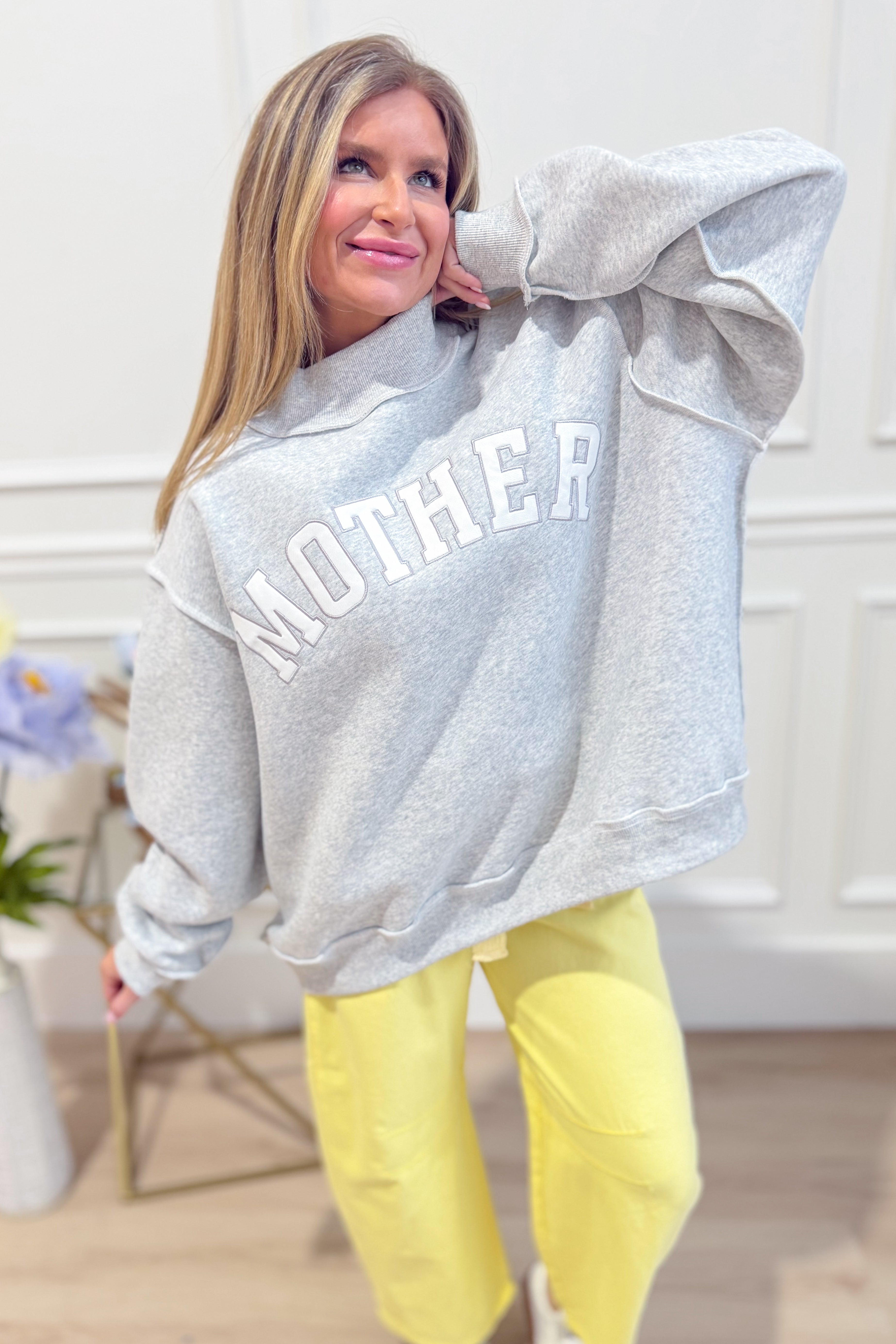Mother Mock Neck Embroidered Sweatshirt - Be You Boutique