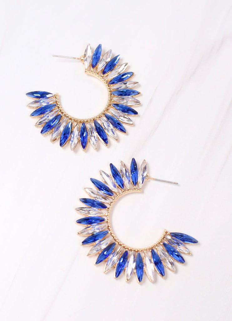 Caroline Hill Madeleine Two Tone CZ Hoop Earring BLUE - Be You Boutique