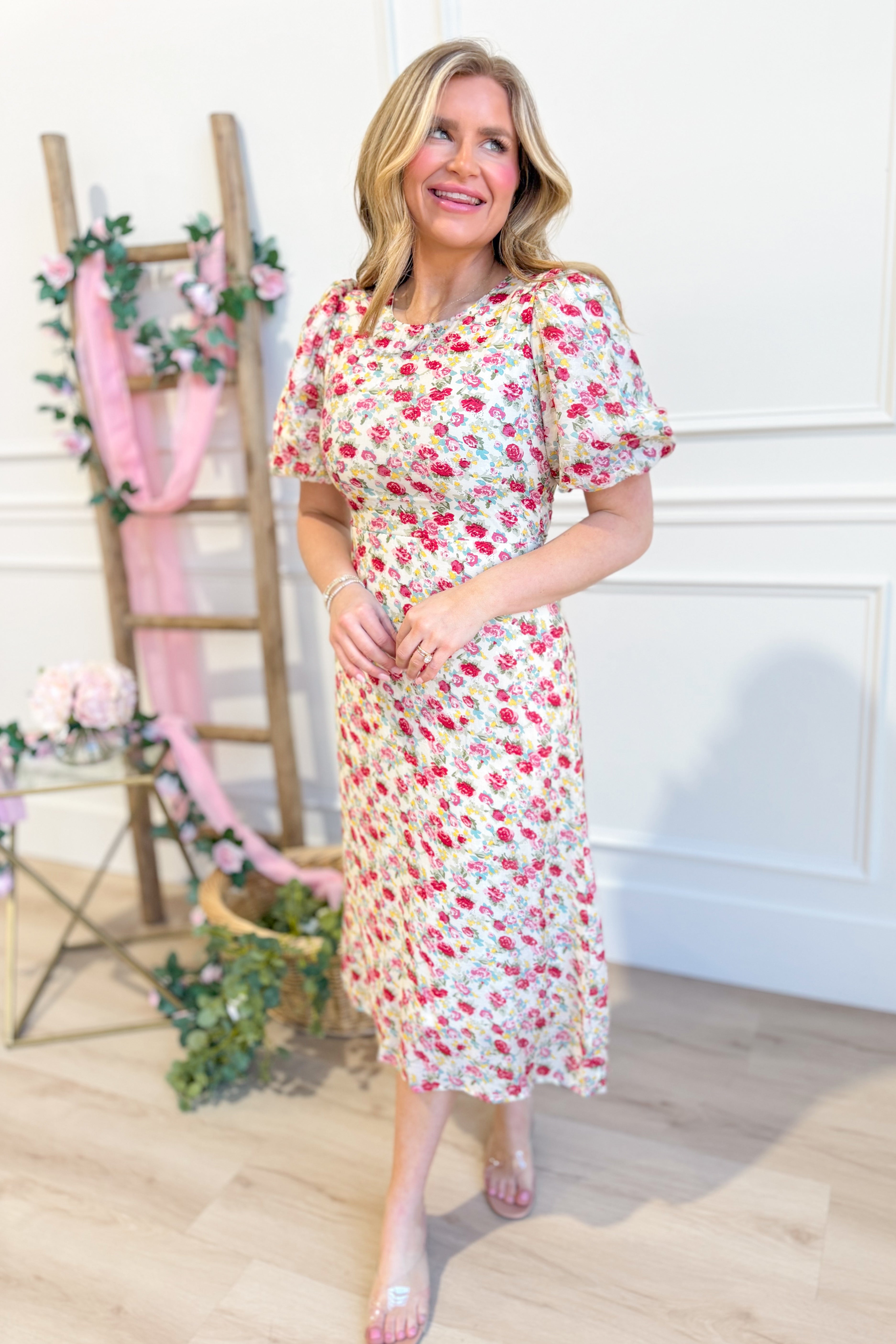 Wilma Floral Printed Puff Sleeve Dress - Be You Boutique