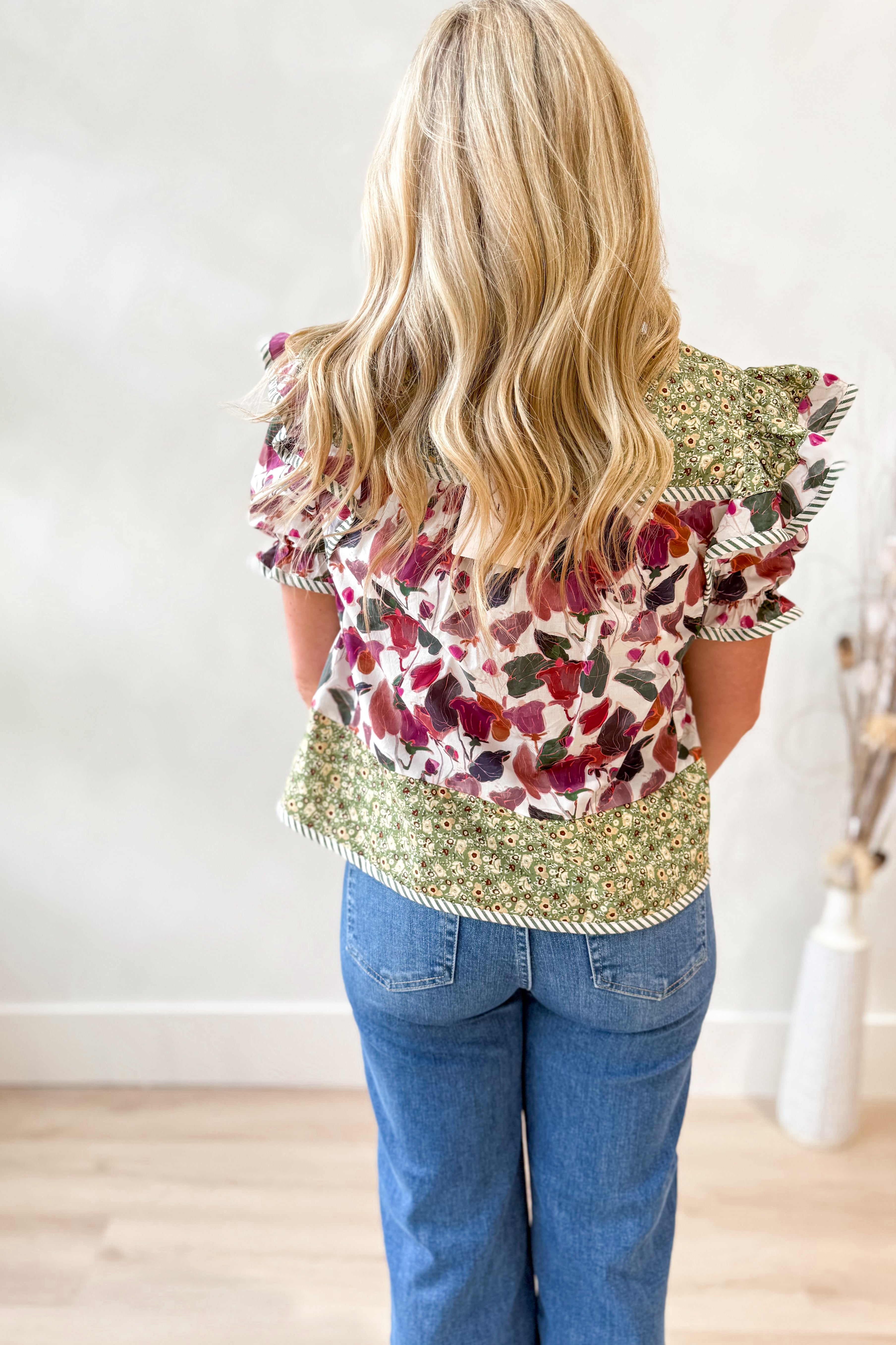 Paige Multi Print Split Neck Top - Be You Boutique