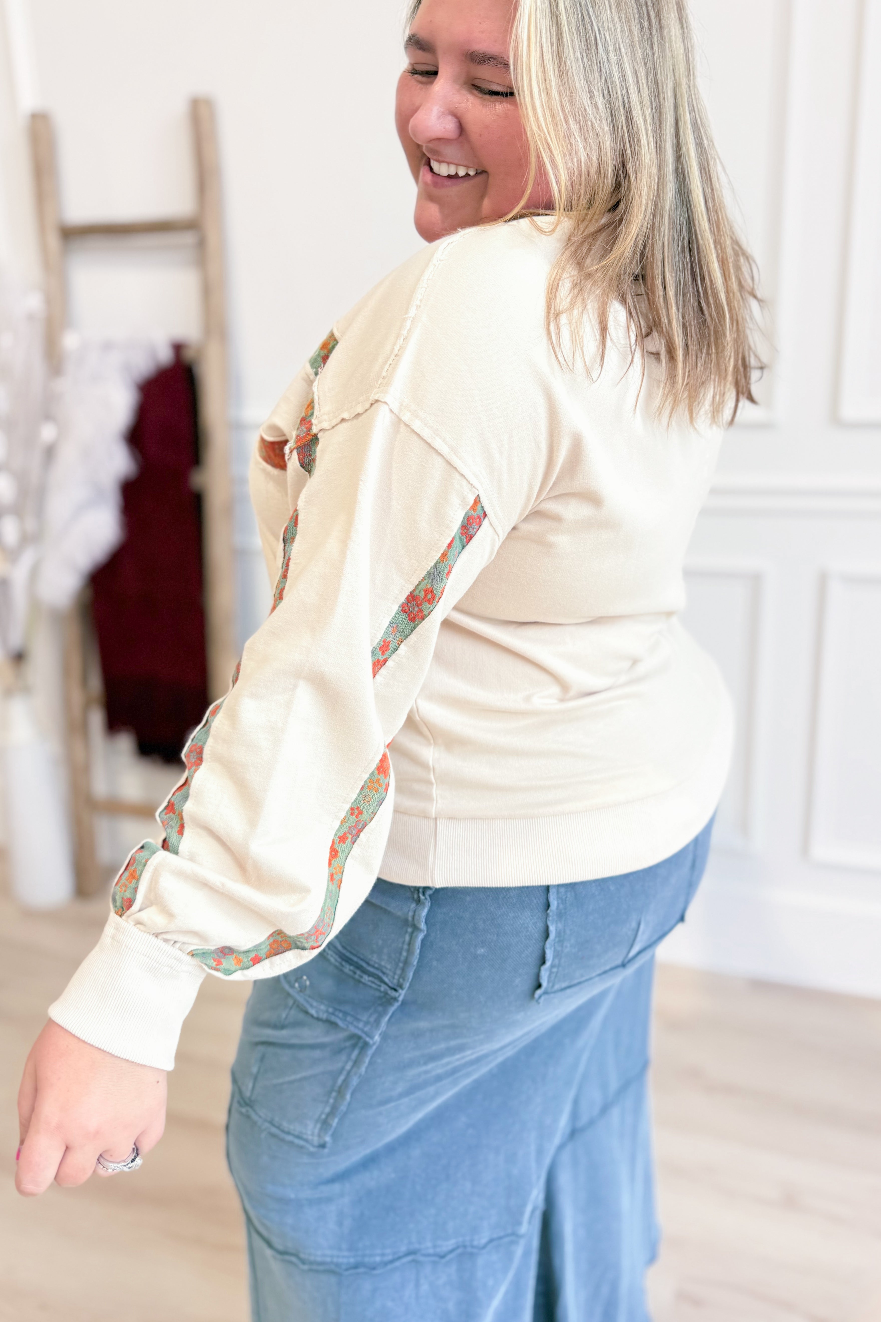 Rebecca Print Mix Washed Pullover - Be You Boutique