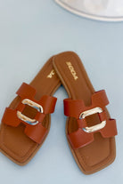 Soda Feng Trendy Rectangular Golden Hardware Sandals - Be You Boutique