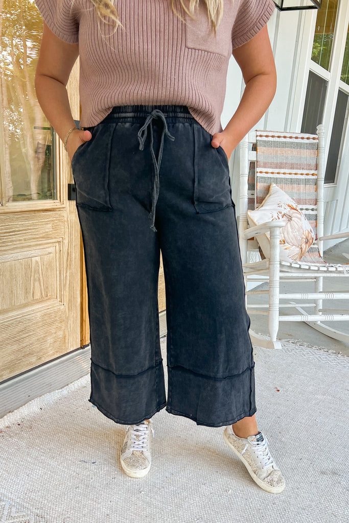Luka Washed Wide Leg Crop Pants - Be You Boutique