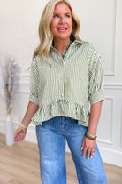 Alayna Striped Ruffle Trim Top - Be You Boutique