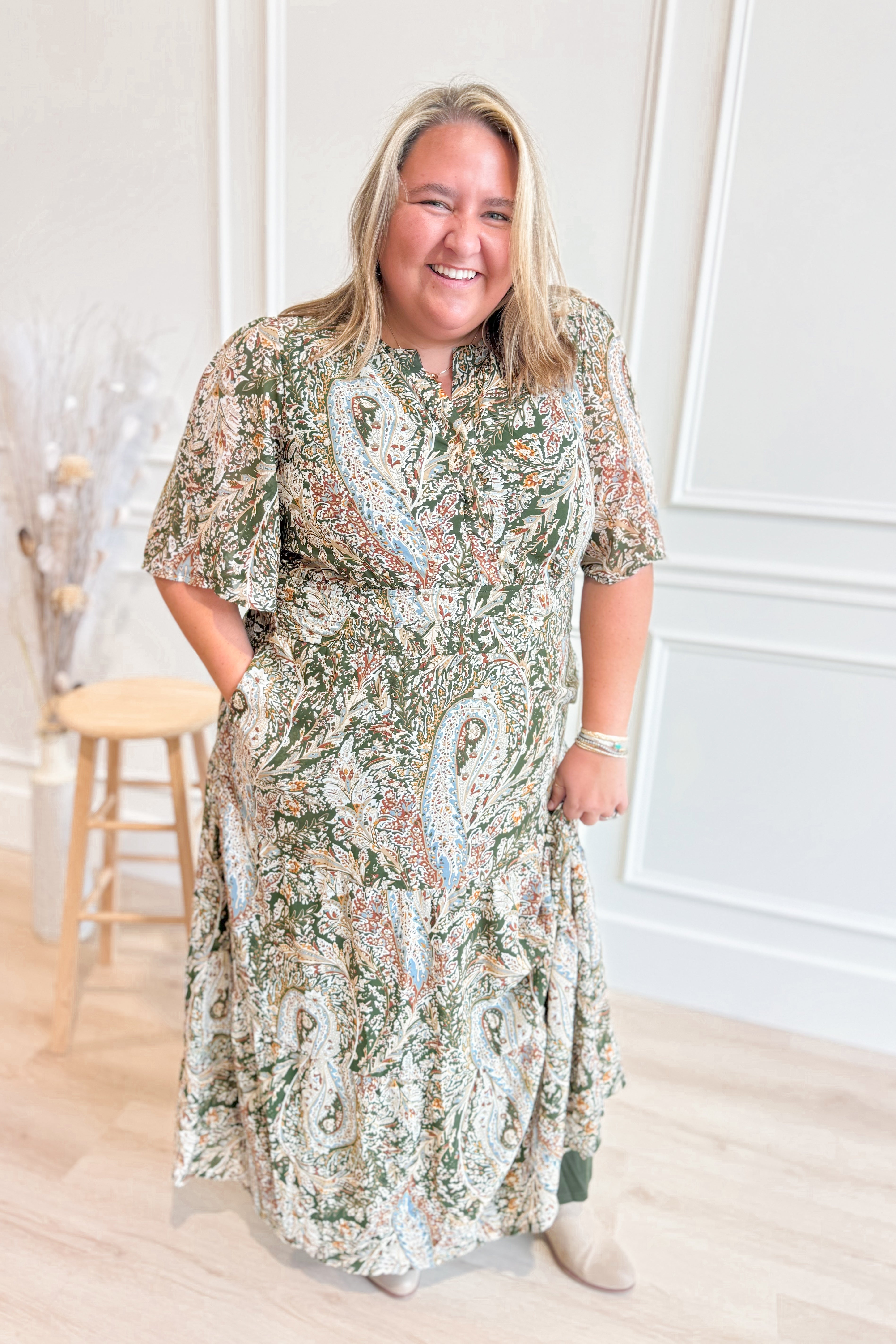 Lydia Paisley Printed Midi Dress - Be You Boutique