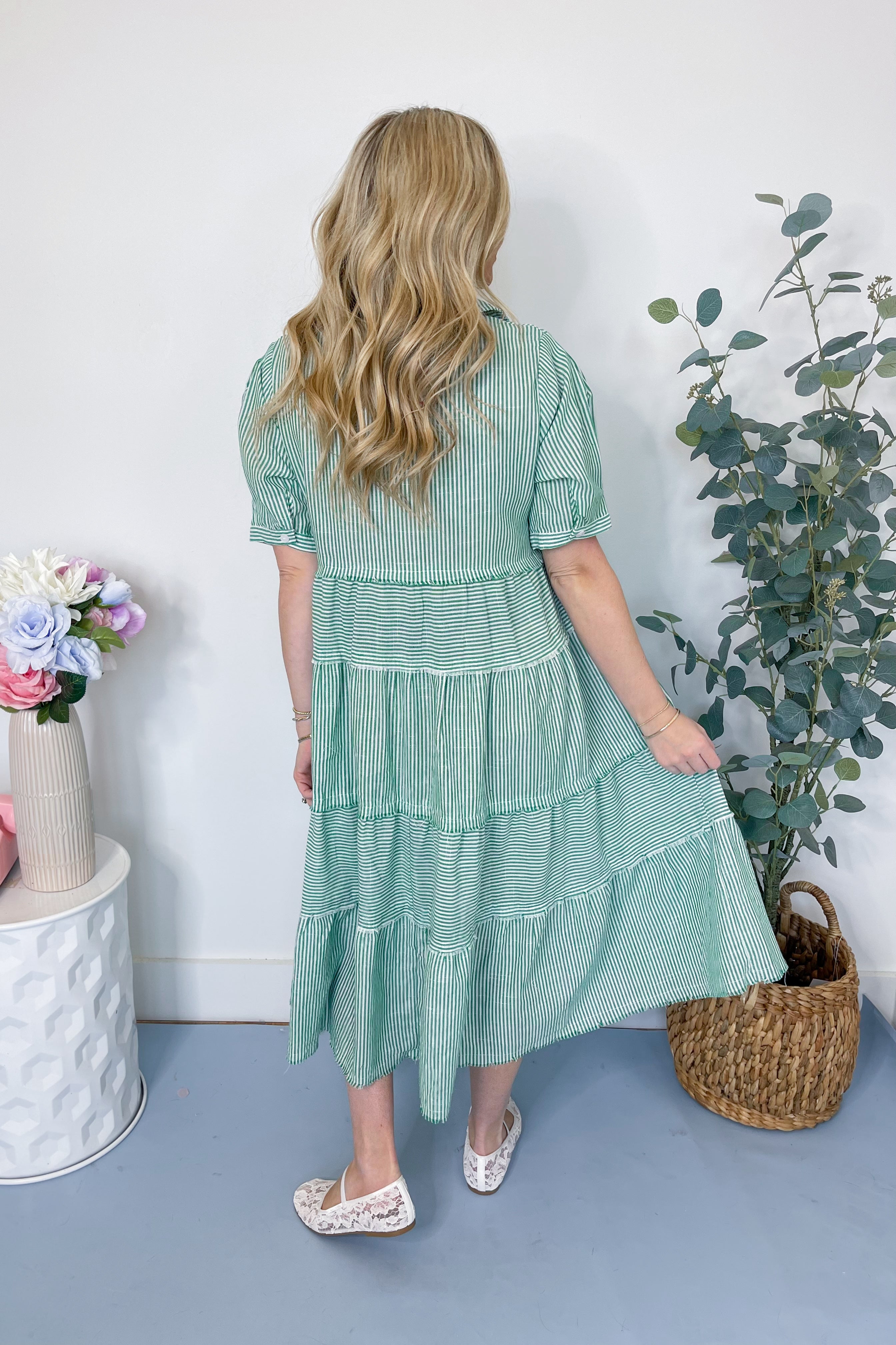 Louise Striped Tiered Dress - Be You Boutique