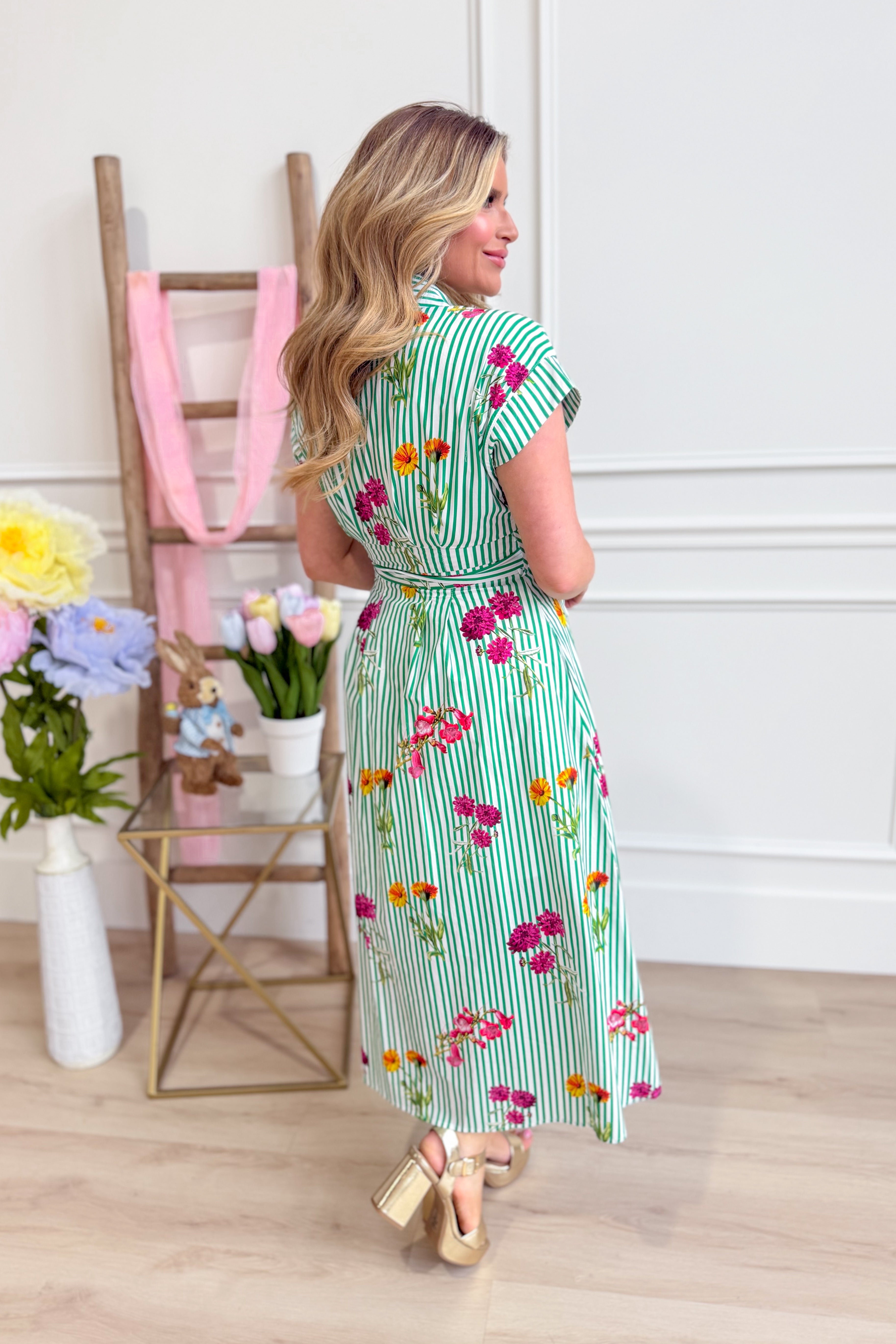 Tracey Spring Floral Tie Waist Dress - Be You Boutique