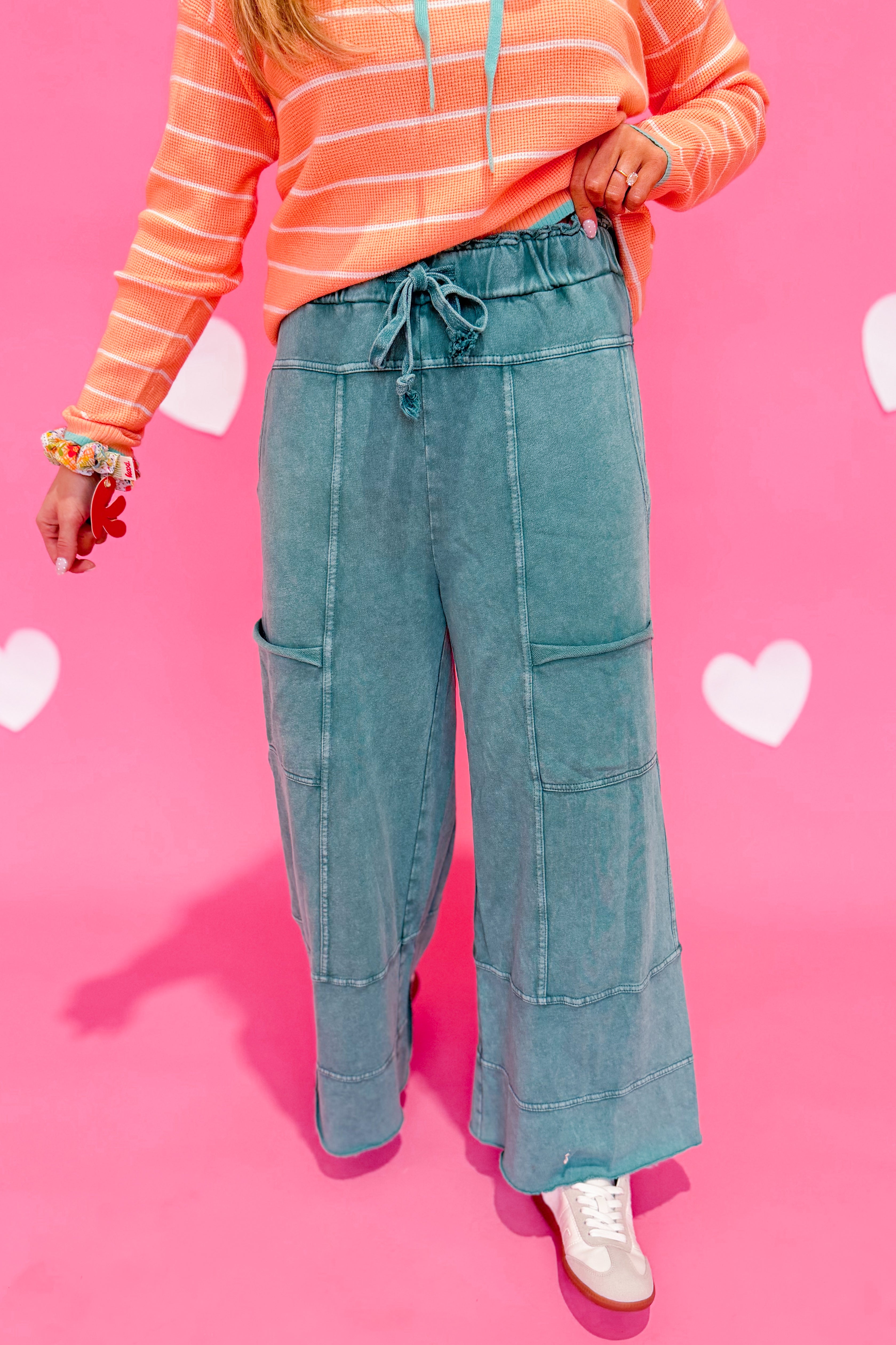 Bradley Mineral Washed Terry Knit Wide Leg Pants - Be You Boutique