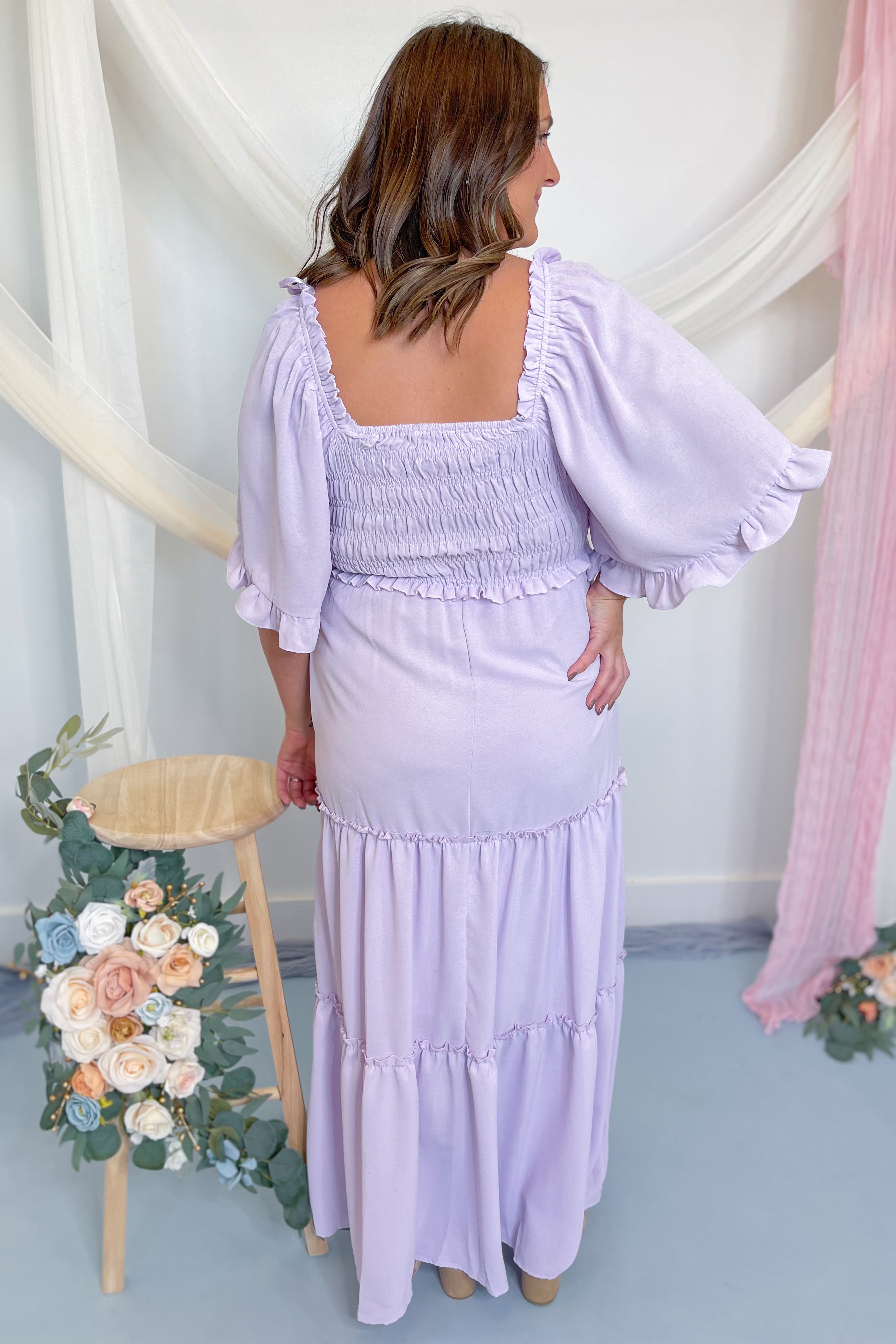 Lettie Flutter Bell Sleeve Maxi Dress - Be You Boutique