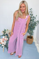 Ollie Thermal Knit Mineral Washed Jumpsuit - Be You Boutique