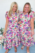 Leilah Floral Ruffle Neck Dress - Be You Boutique