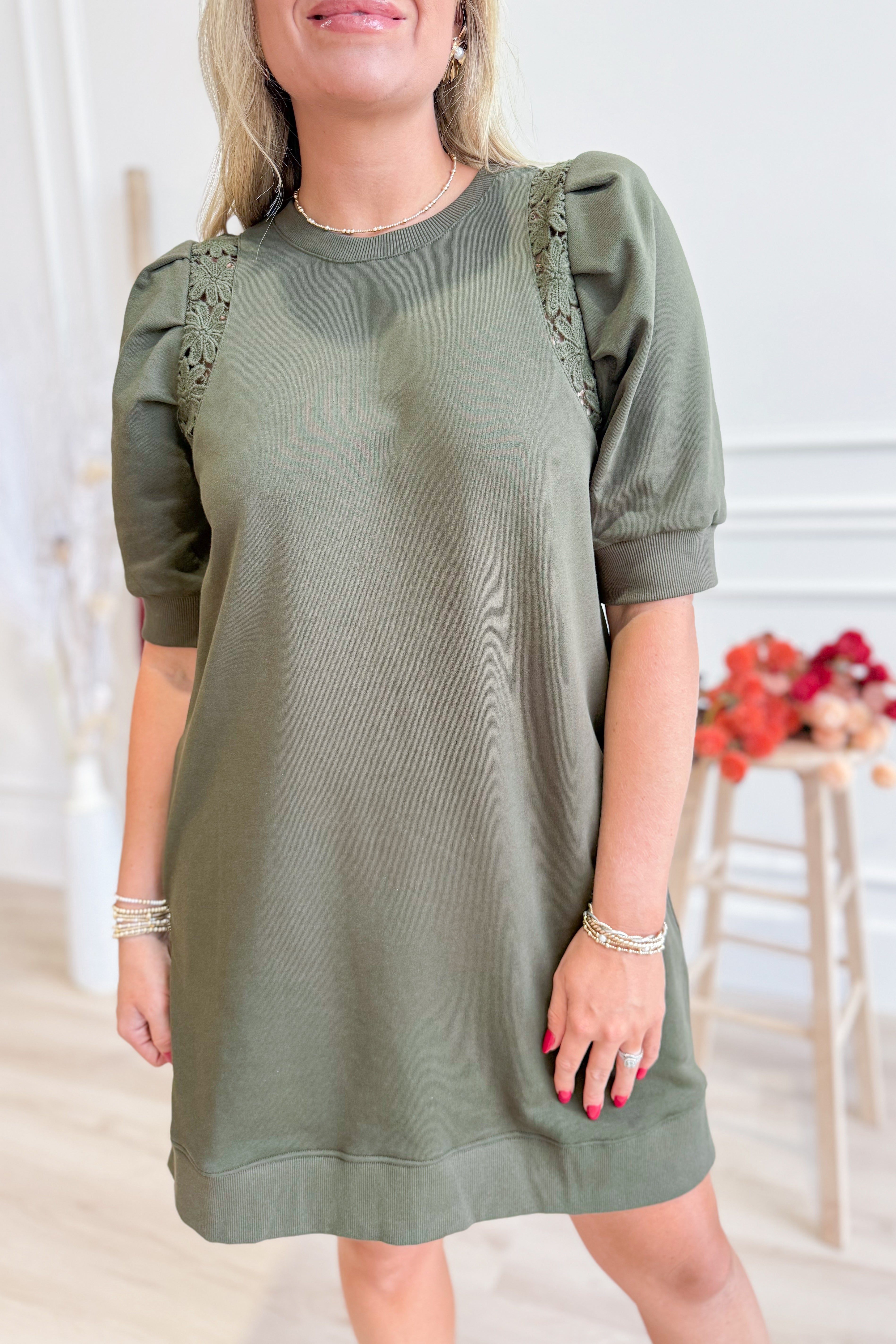 Sylvia Floral Crochet Trim Dress - Be You Boutique