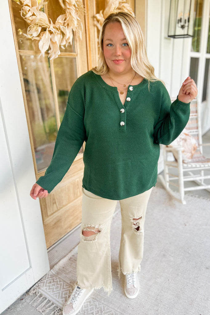 Legend Long Sleeve Button Up Thermal Style Sweater - Be You Boutique