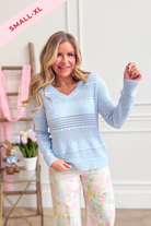 Owen V Neck Pointelle Striped Sweater - Be You Boutique