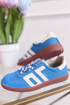 BACK70 Ghost Sneakers in Blue Milk, 205 Sneaker style, featuring a sleek design with blue and white accents on a white background.