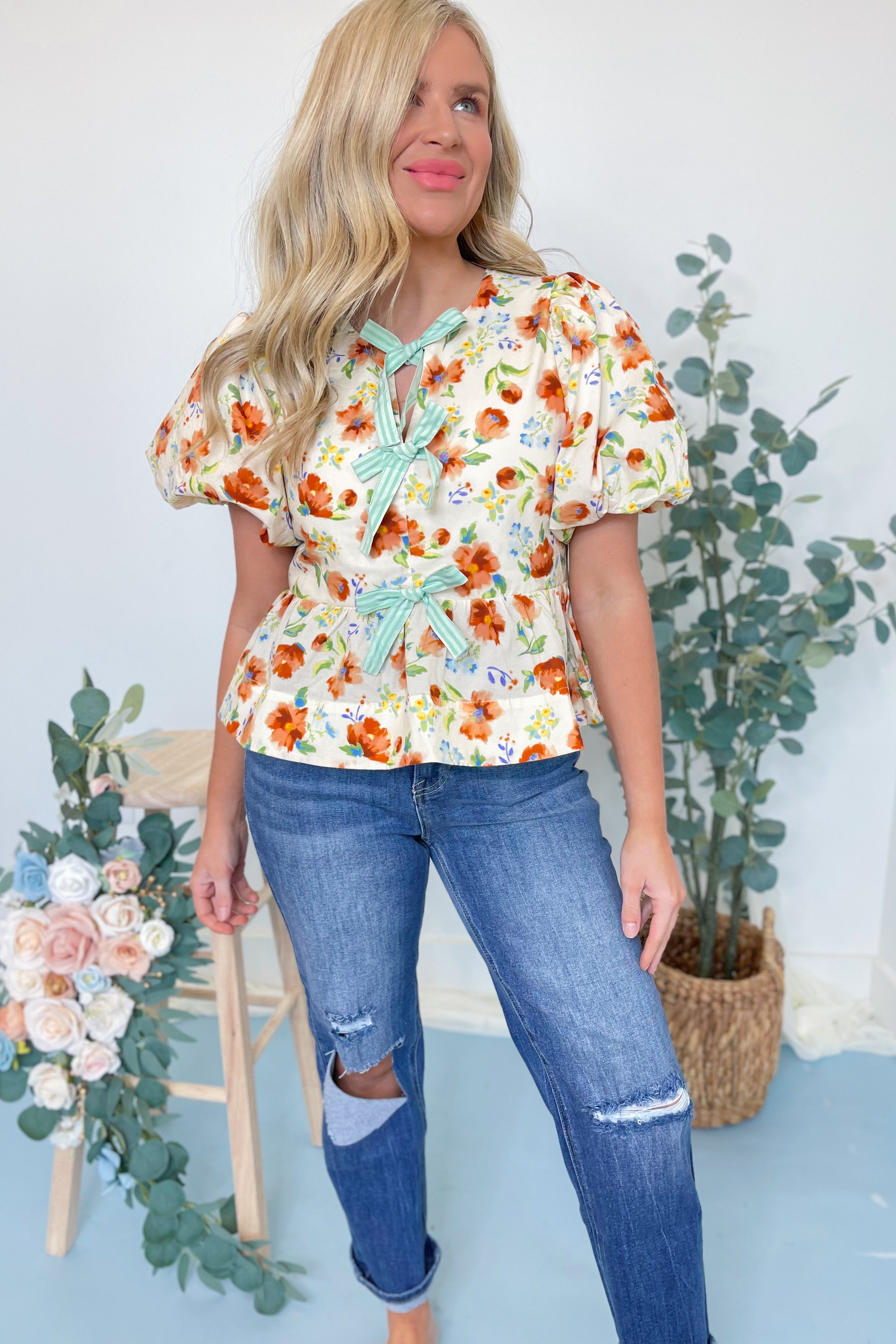 Julie Floral Peplum Top - Be You Boutique
