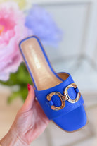 Berness Venus Royal Blue sandal with open toe design and ankle strap, stylish 212 other shoes for women.
