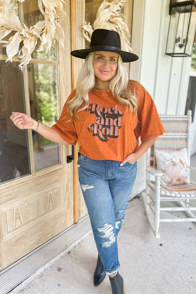 Rock and Roll Acid Washed Cotton Shirts with Rhinestones - Be You Boutique