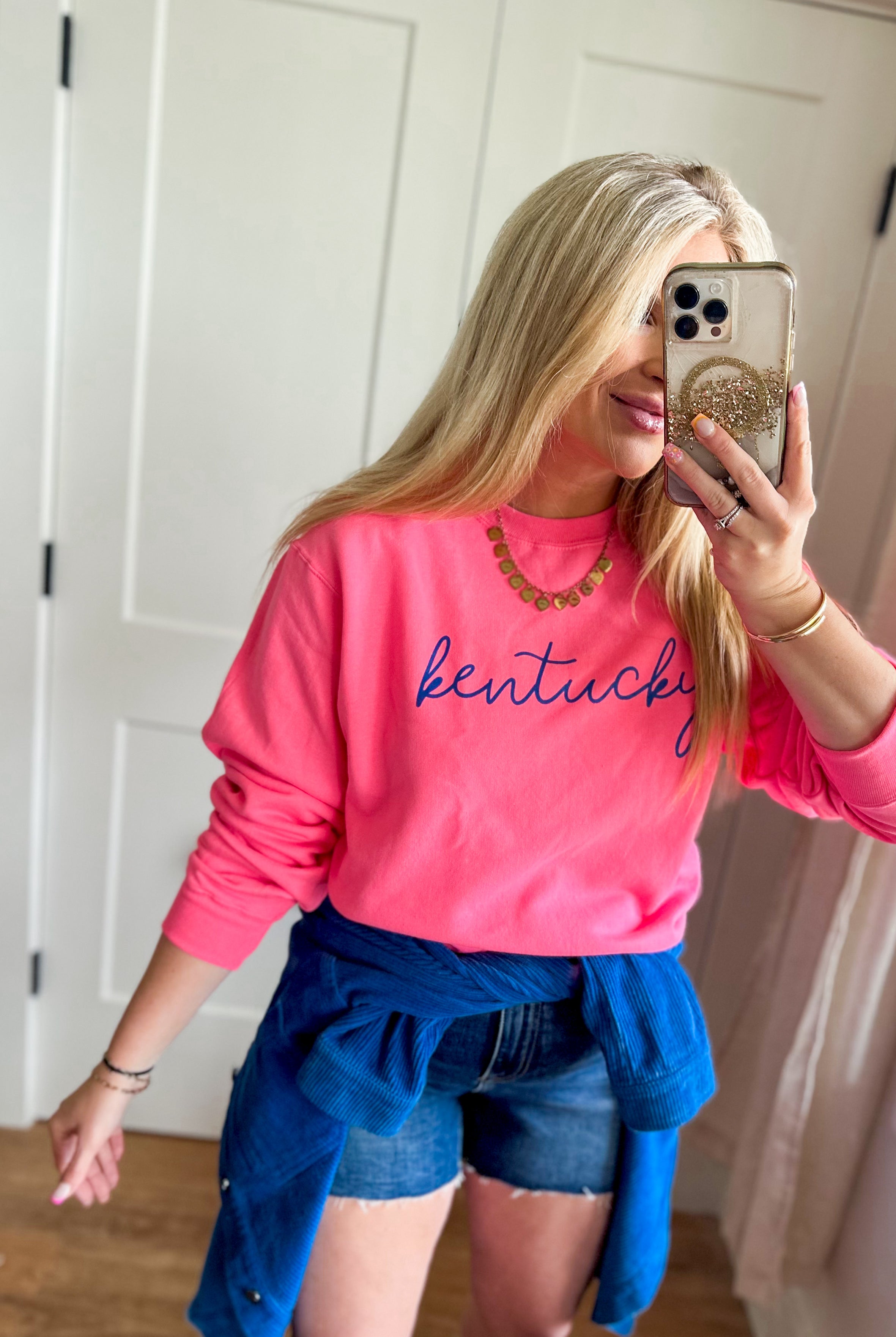 Kentucky Pink Long Sleeve Crew Neck Long Sleeve Sweatshirt - Be You Boutique