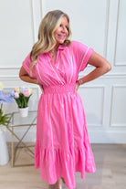 Carson Lt Pink Piping Seam Detailed Midi Dress - Be You Boutique