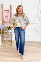 Eleanor Striped Contrasted Trim Floral Top - Be You Boutique