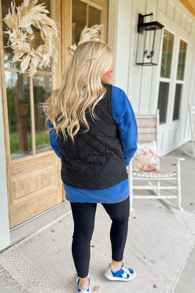 Ethan Sleeveless Quilted Zip Front Vest with Side Slits and Pockets - Be You Boutique