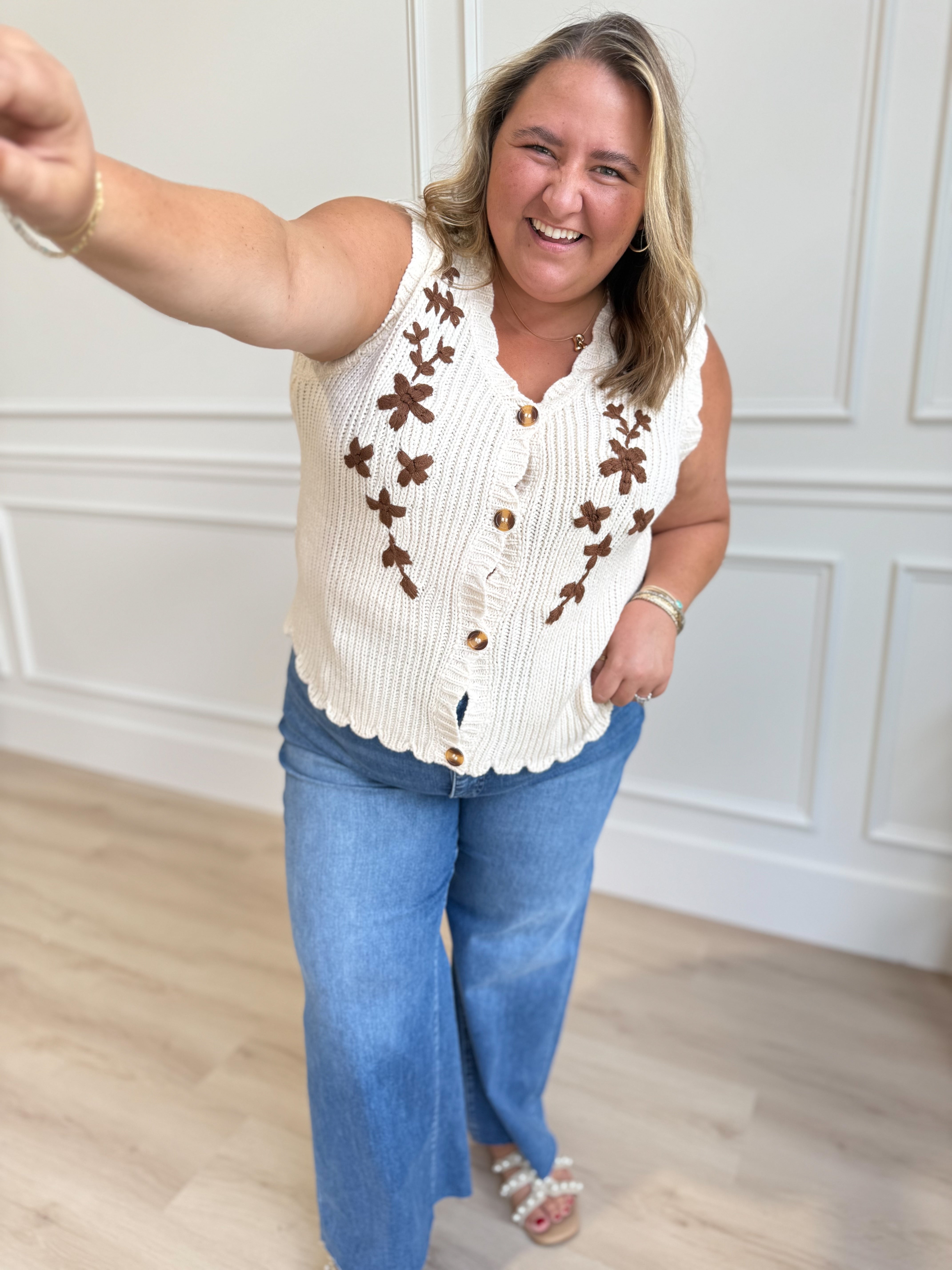 Linda Flower Knit Sweater Vest - Be You Boutique