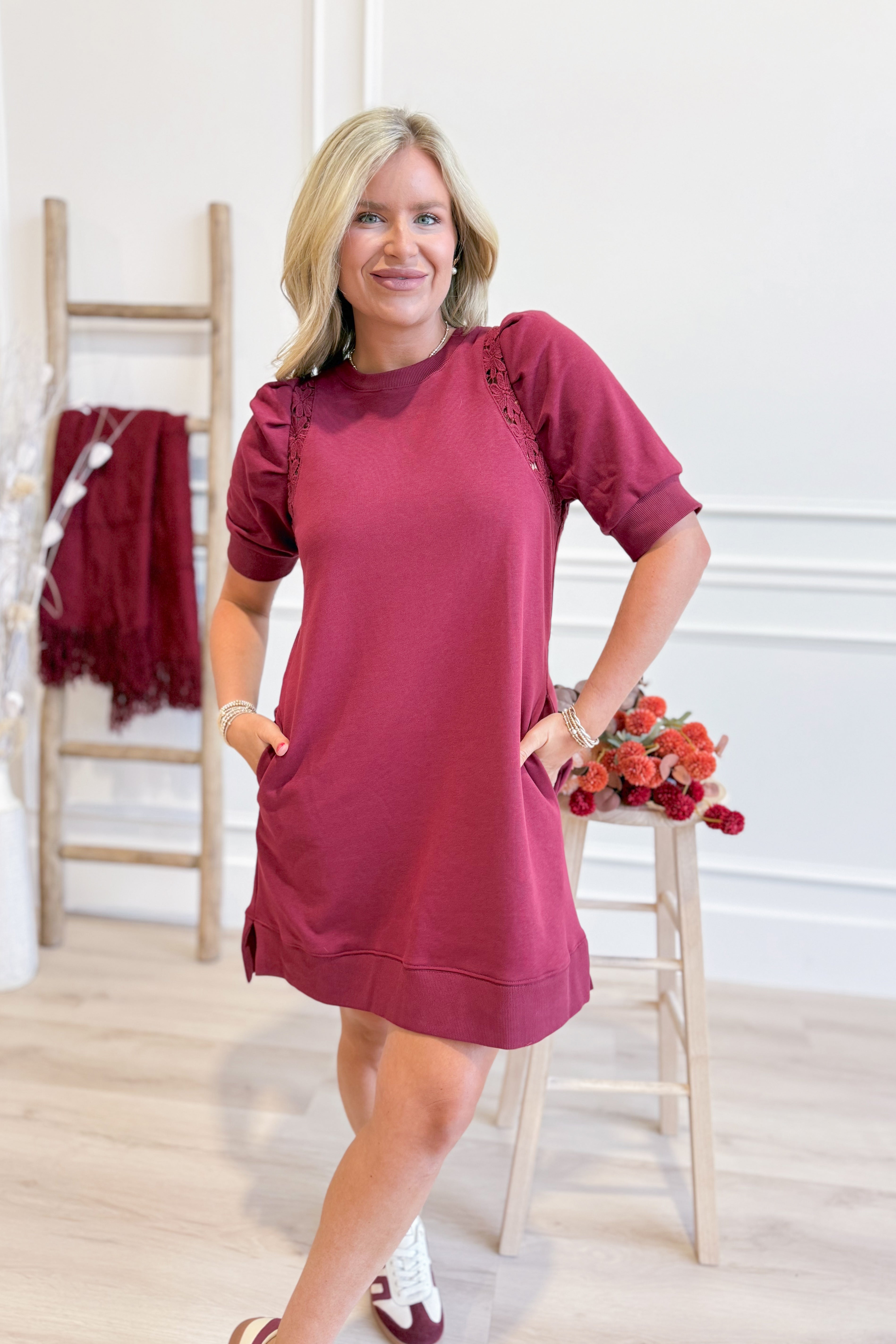 Sylvia Floral Crochet Trim Dress - Be You Boutique