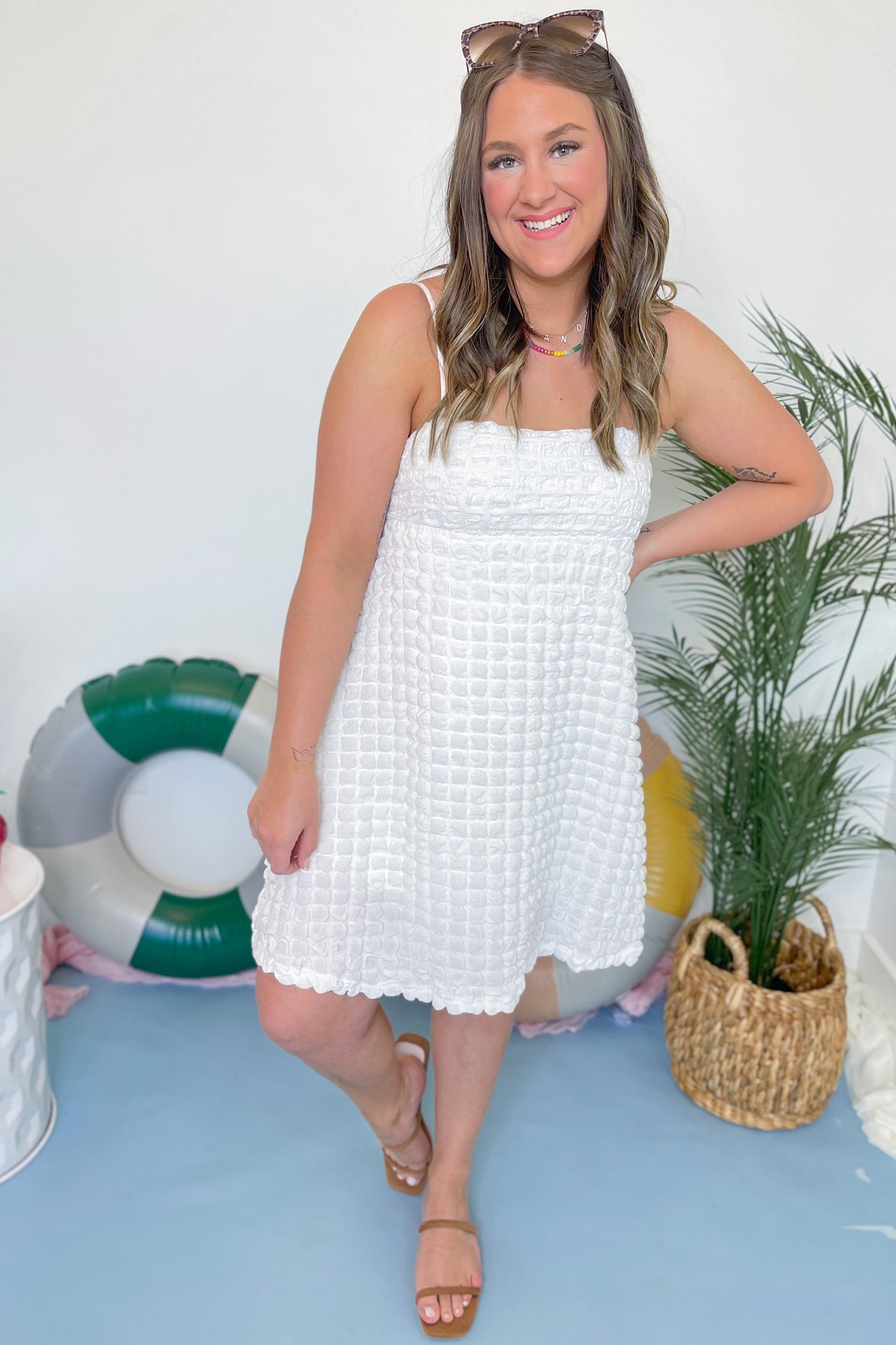 Puff Cloud Textured Short Dress - Be You Boutique