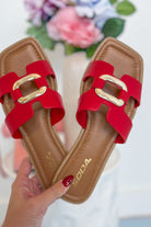 Soda Feng Trendy Rectangular Golden Hardware Sandals - Be You Boutique
