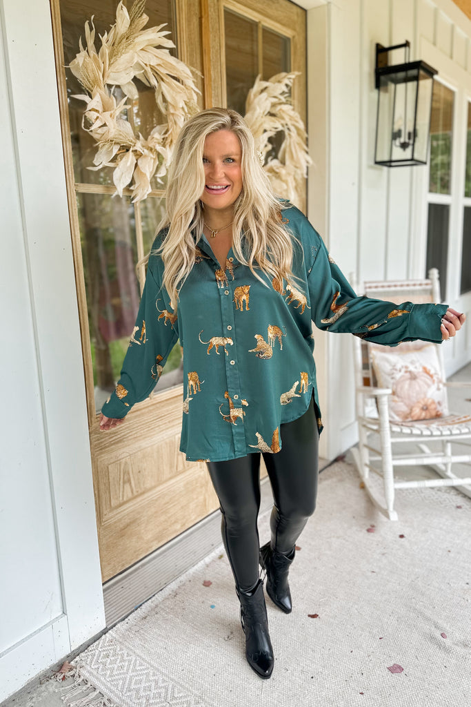 Mateo Animal Print Button Up Long Sleeve Blouse Top - Be You Boutique