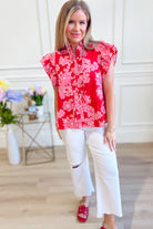 Alyson Floral Printed Flutter Sleeve - Be You Boutique