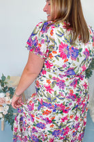 Leilah Floral Ruffle Neck Dress - Be You Boutique