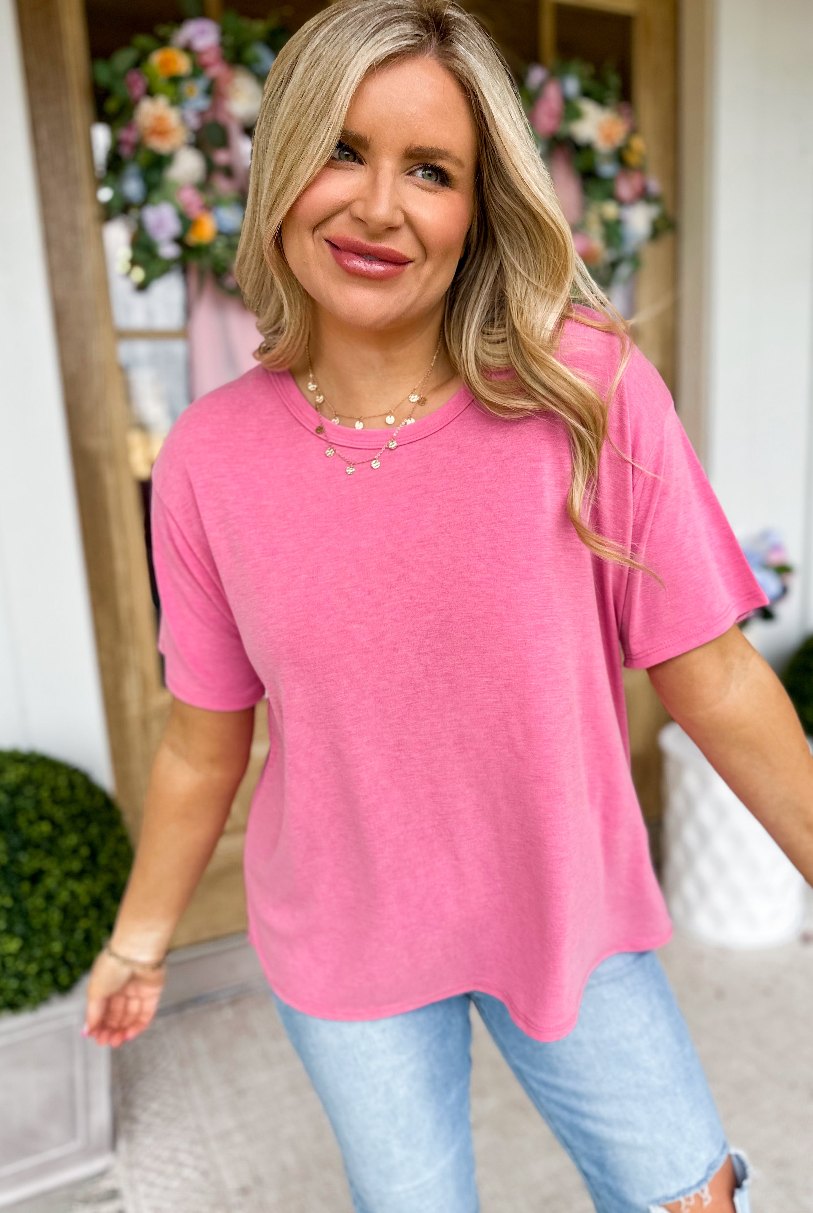 Chris Easy Wear Round Neck Short Sleeve Top - Be You Boutique
