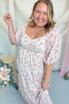 Sharon Floral Square Neck Line Midi Dress - Be You Boutique