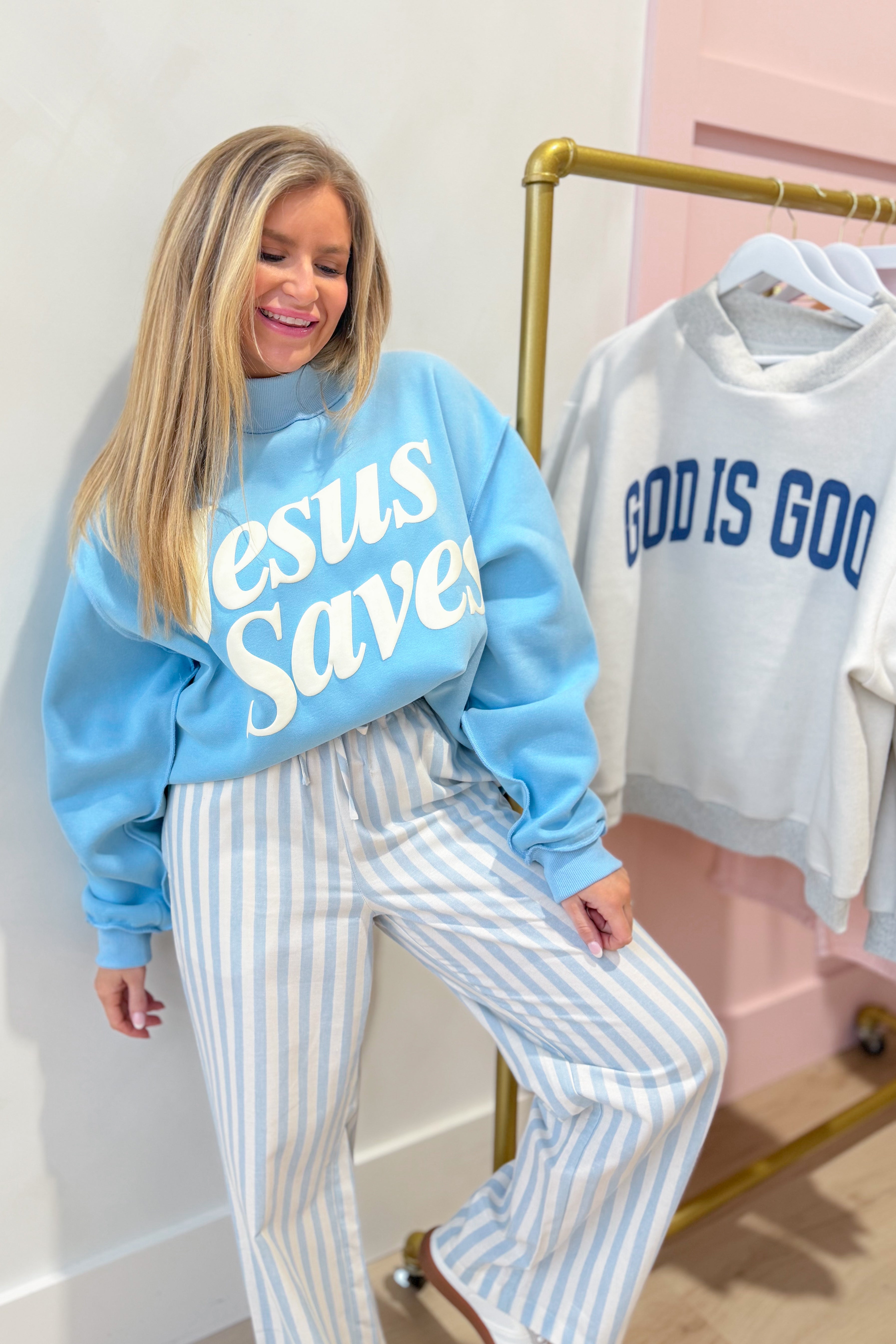 Jesus Saves Mock Neck Sweatshirt - Be You Boutique