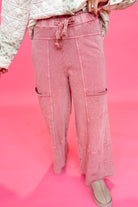 Bradley Mineral Washed Terry Knit Wide Leg Pants - Be You Boutique