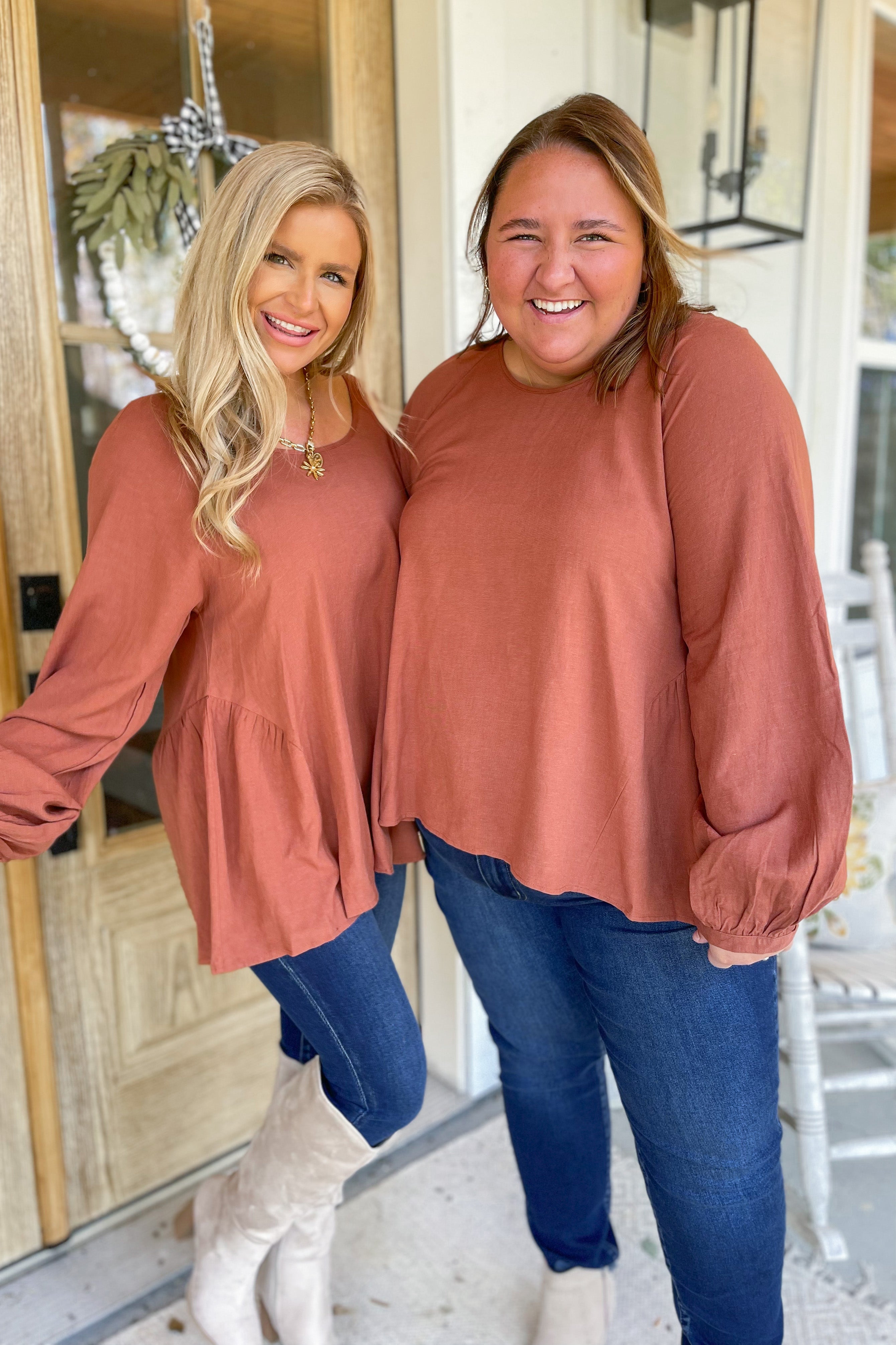 Mary Round Neck Back Tie Flare Balloon Sleeve Blouse [S-3X] - Be You Boutique