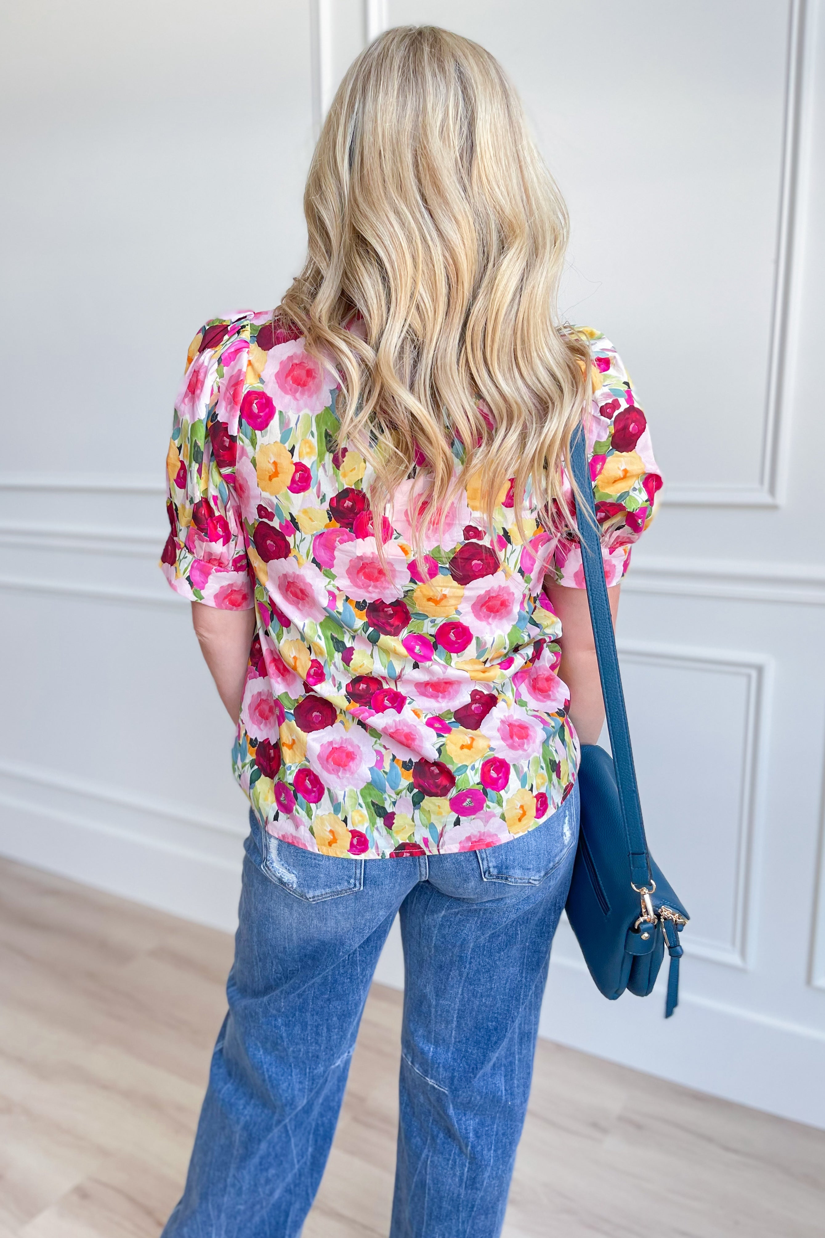 Kenzie Floral Print Split Neck Top – Be You Boutique