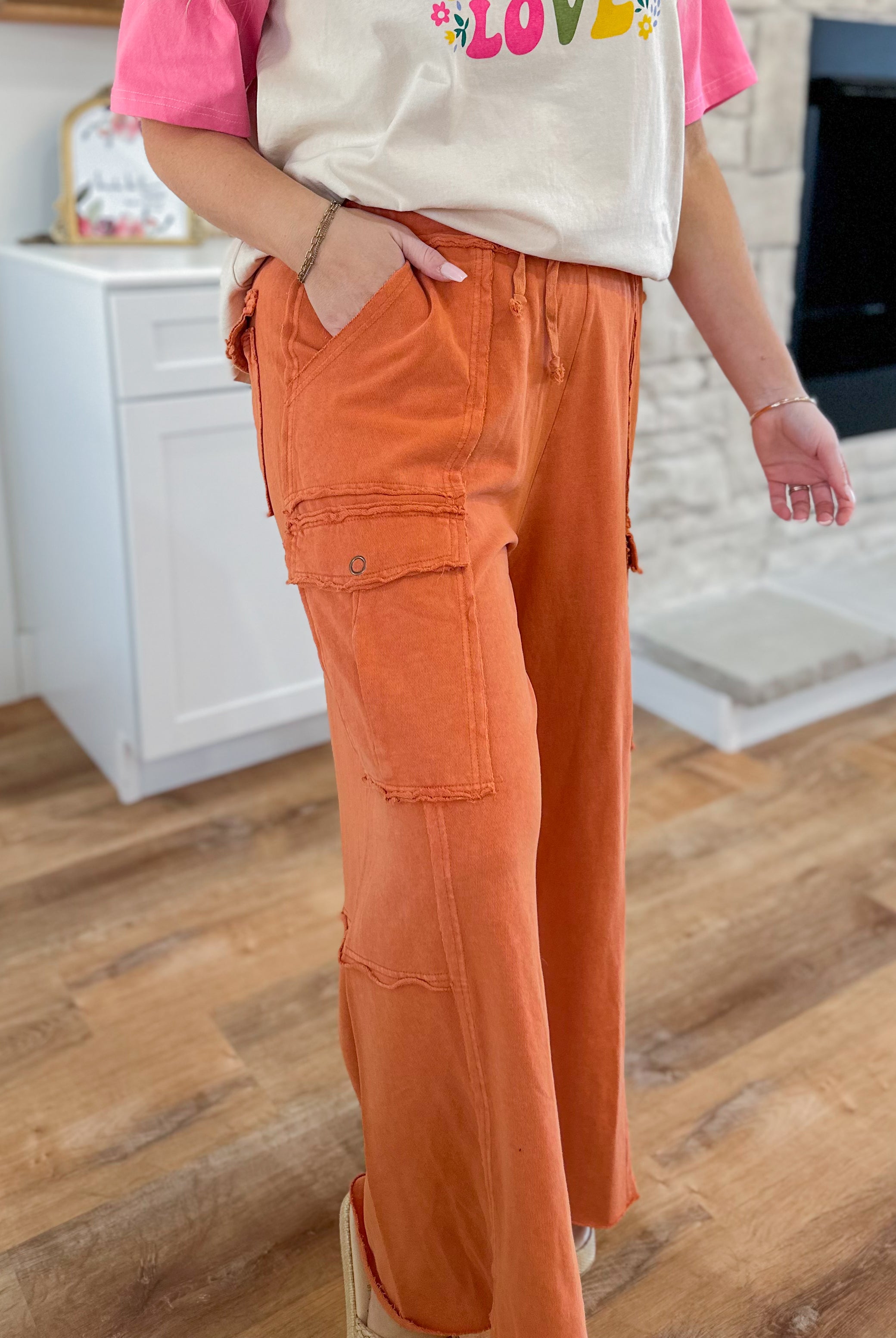 Mateo Mineral Washed Wide Leg Cargo Pants - Be You Boutique
