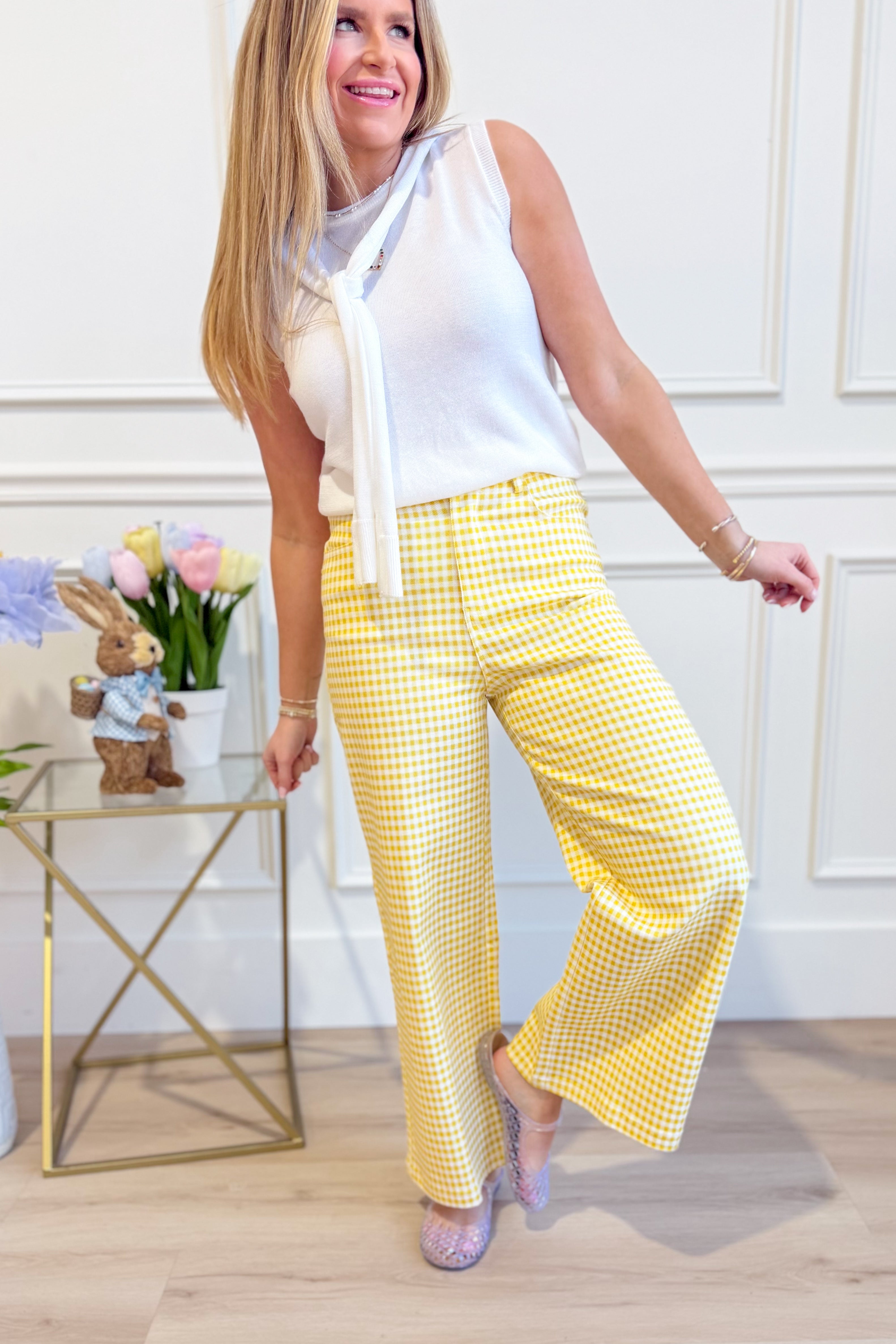 Della Plaid Printed Wide Leg Pant - Be You Boutique