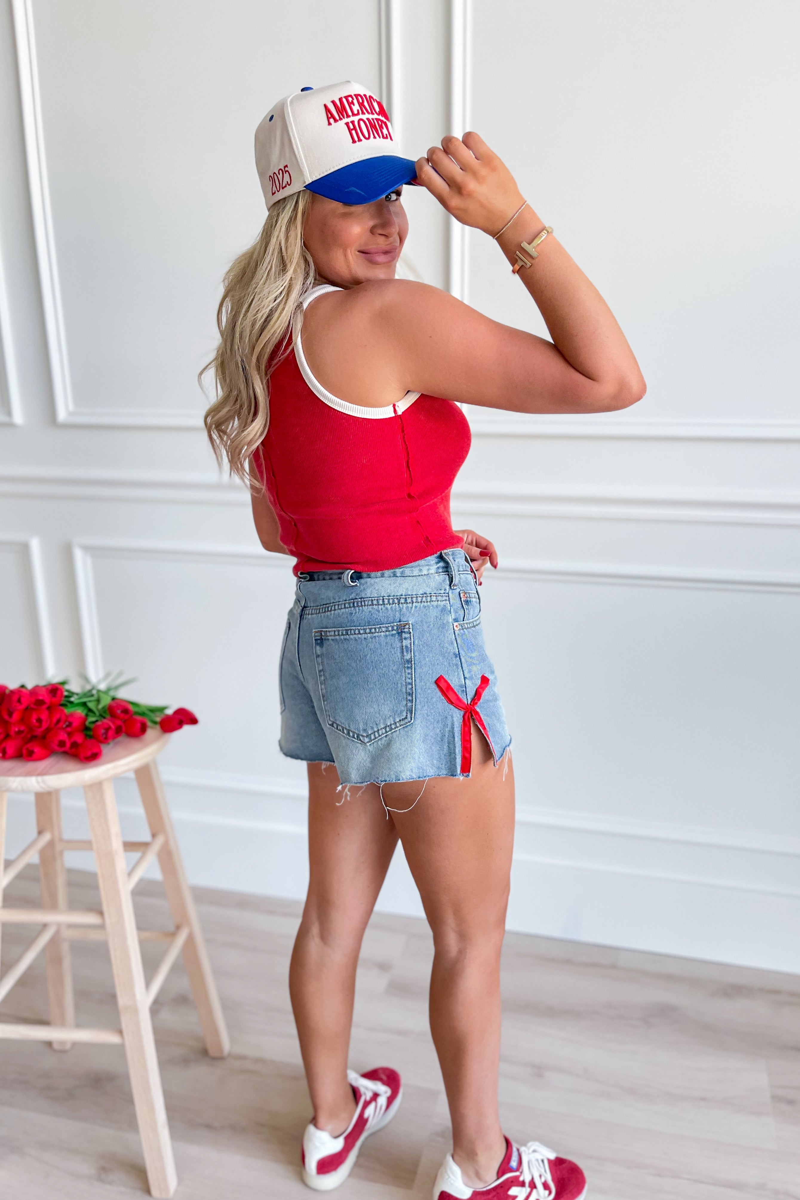 Lily Ribbed Tank Top - Vintage Red - Be You Boutique