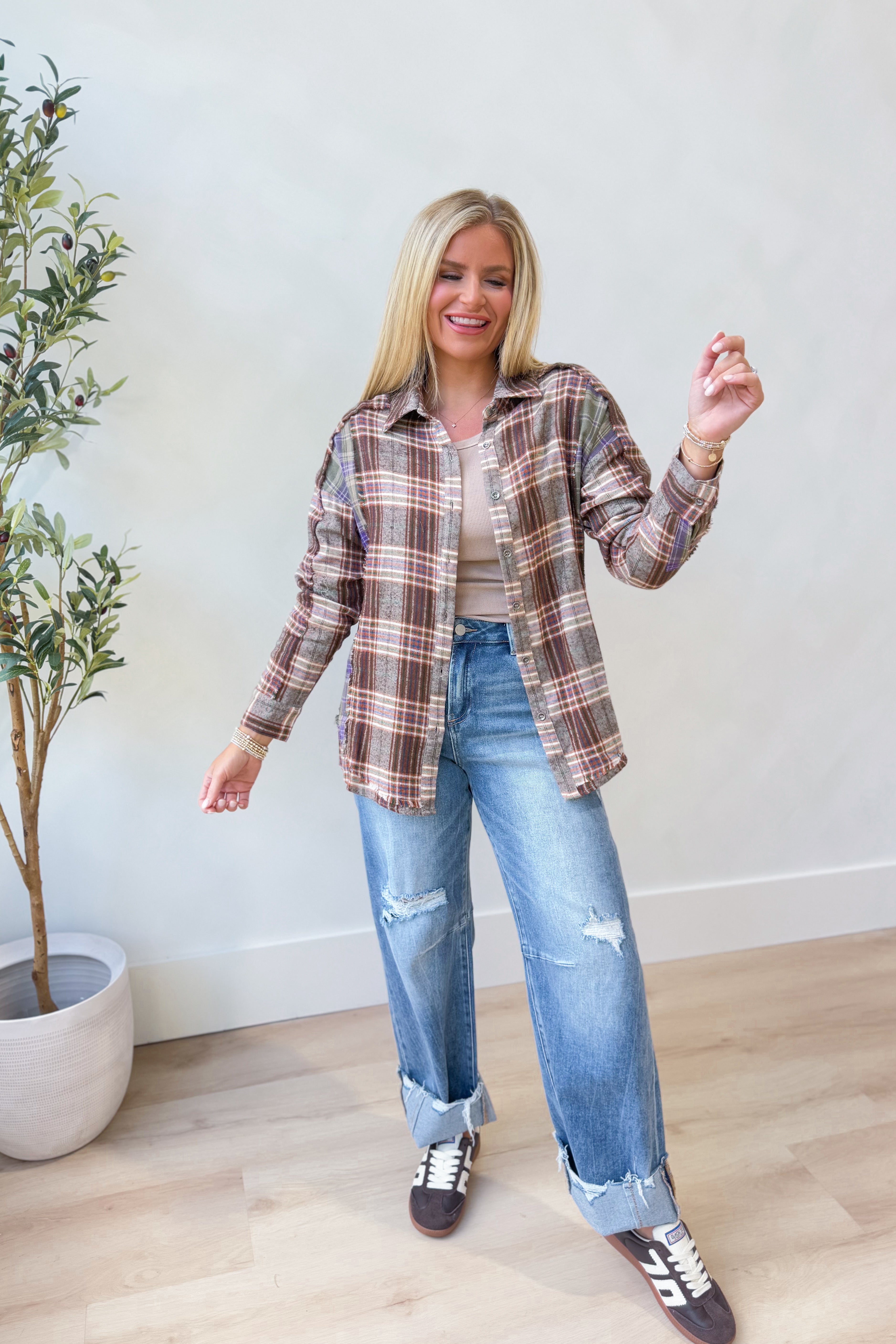 Simpson Plaid Button Down Flannel - Be You Boutique