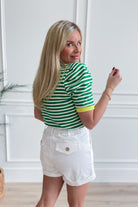 Beth Striped Peplum Sleeve Top - Be You Boutique