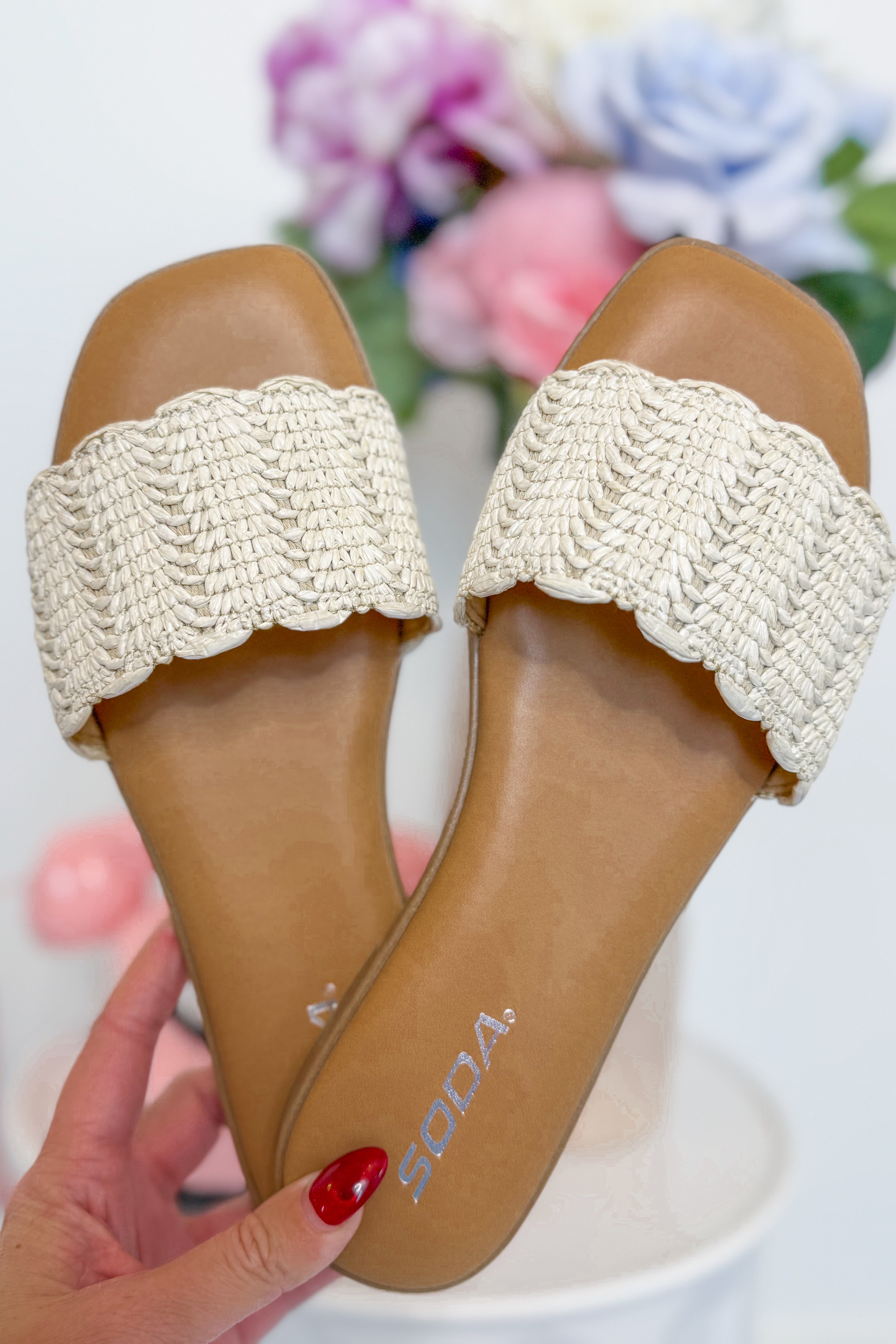 Soda Screen Scallop Raffia Sandal - Be You Boutique