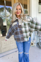 Lisa Plaid Color Block Button Collared Top - Be You Boutique