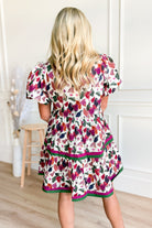 Stephanie Floral Split Neck Dress - Be You Boutique